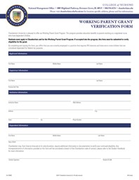 Picture of 2017-2018 Working Parent Grant Verification Form