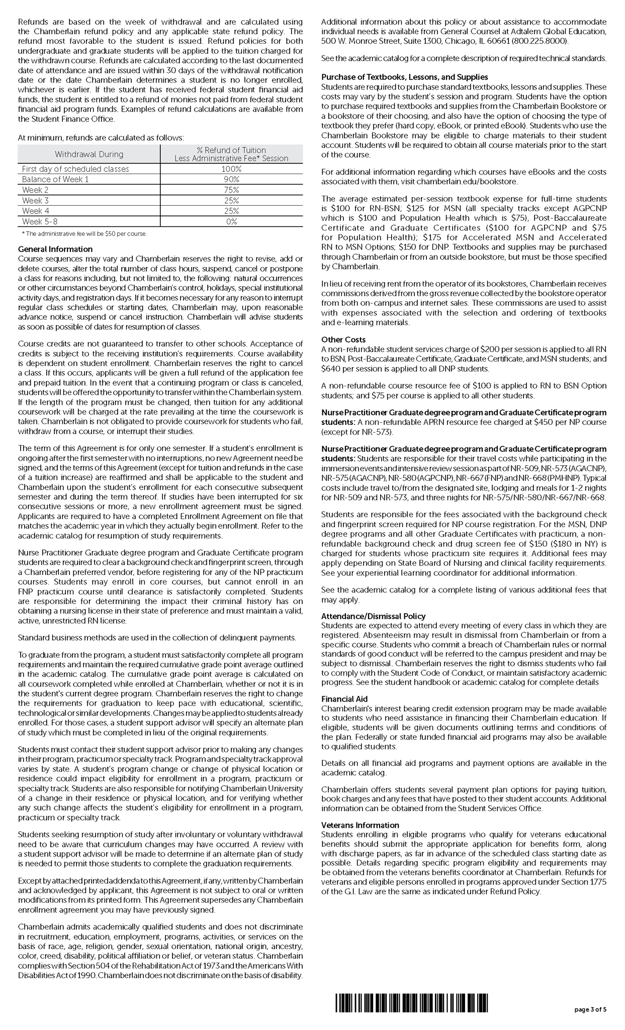 Picture of Chamberlain University - Enrollment Agreement Post-Licensure Online Programs