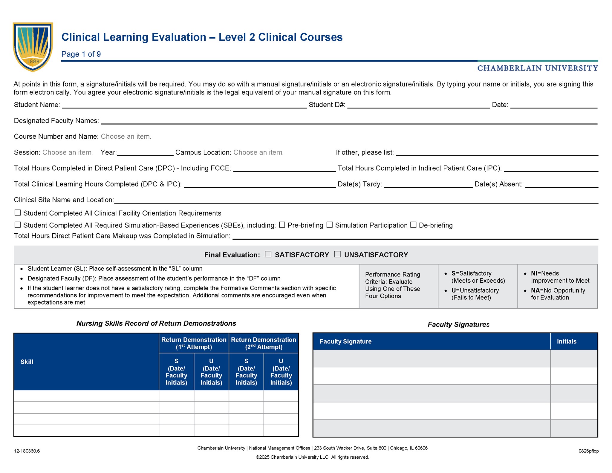 Picture of Clinical Learning Evaluation - Level 2 Clinical Courses (Interactive Electronic Only)