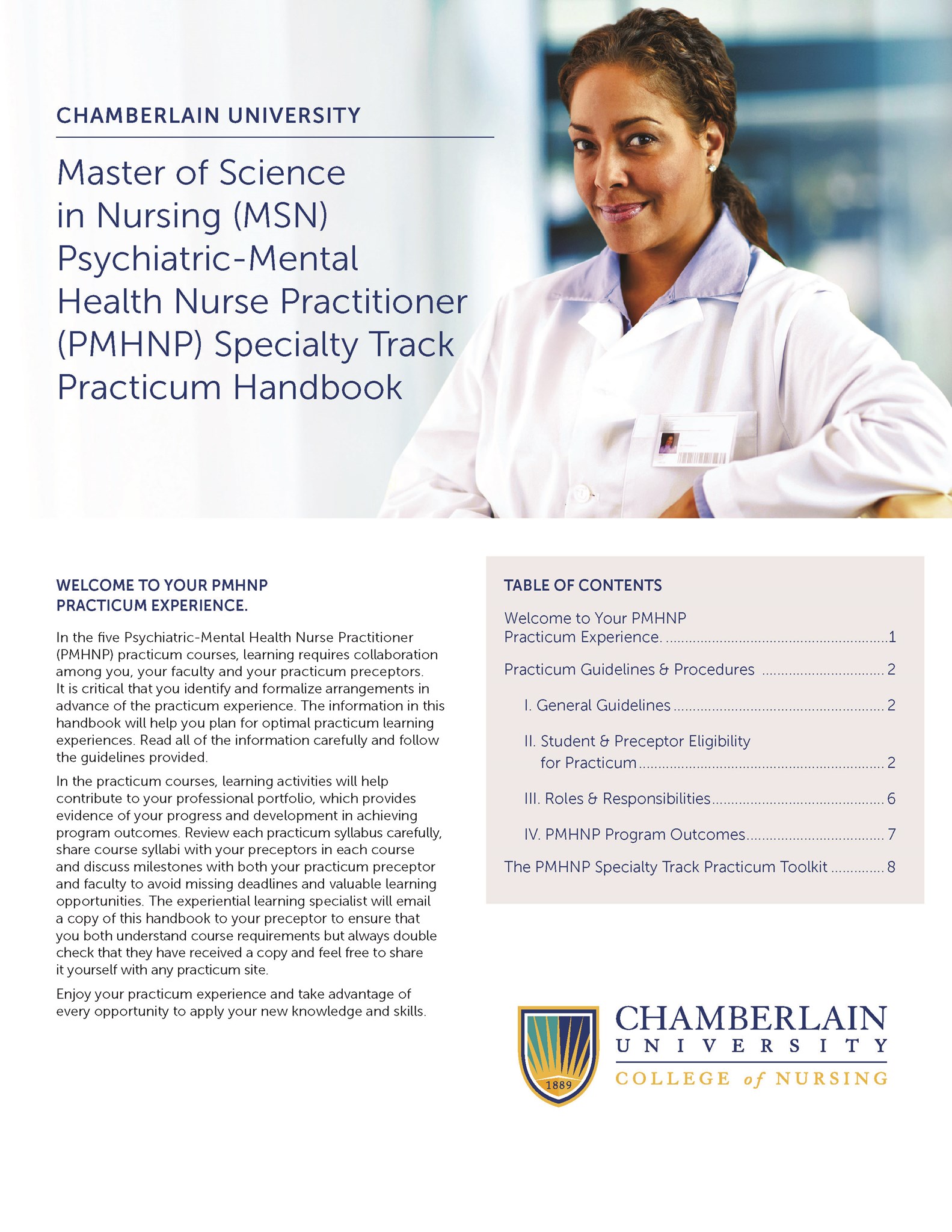 Picture of Master of Science in Nursing (MSN) Psychiatric-Mental Health Nurse Practitioner (PMHNP) Specialty Track Practicum Handbook