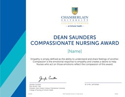 Picture of Chamberlain University Ochsner Health Thank You Certificate (VDP)