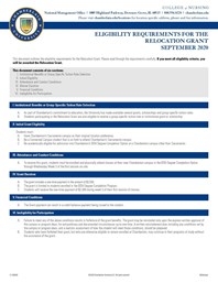 Picture of Eligibility Requirements for the Relocation Grant - September 2020