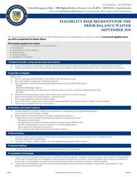 Picture of Eligibility Requirements for the Prior Balance Waiver - September 2020