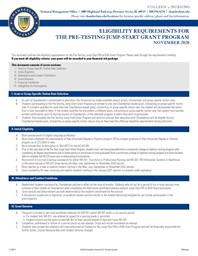 Picture of Eligibility Requirements for the Pre-Testing Jump-Start Grant Program - November 2020